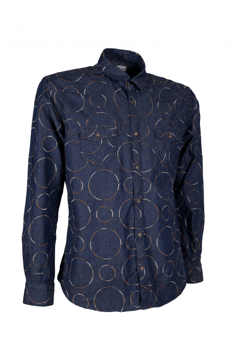 Men's Denim Shirt with Embroidery EMPOLI-66-248