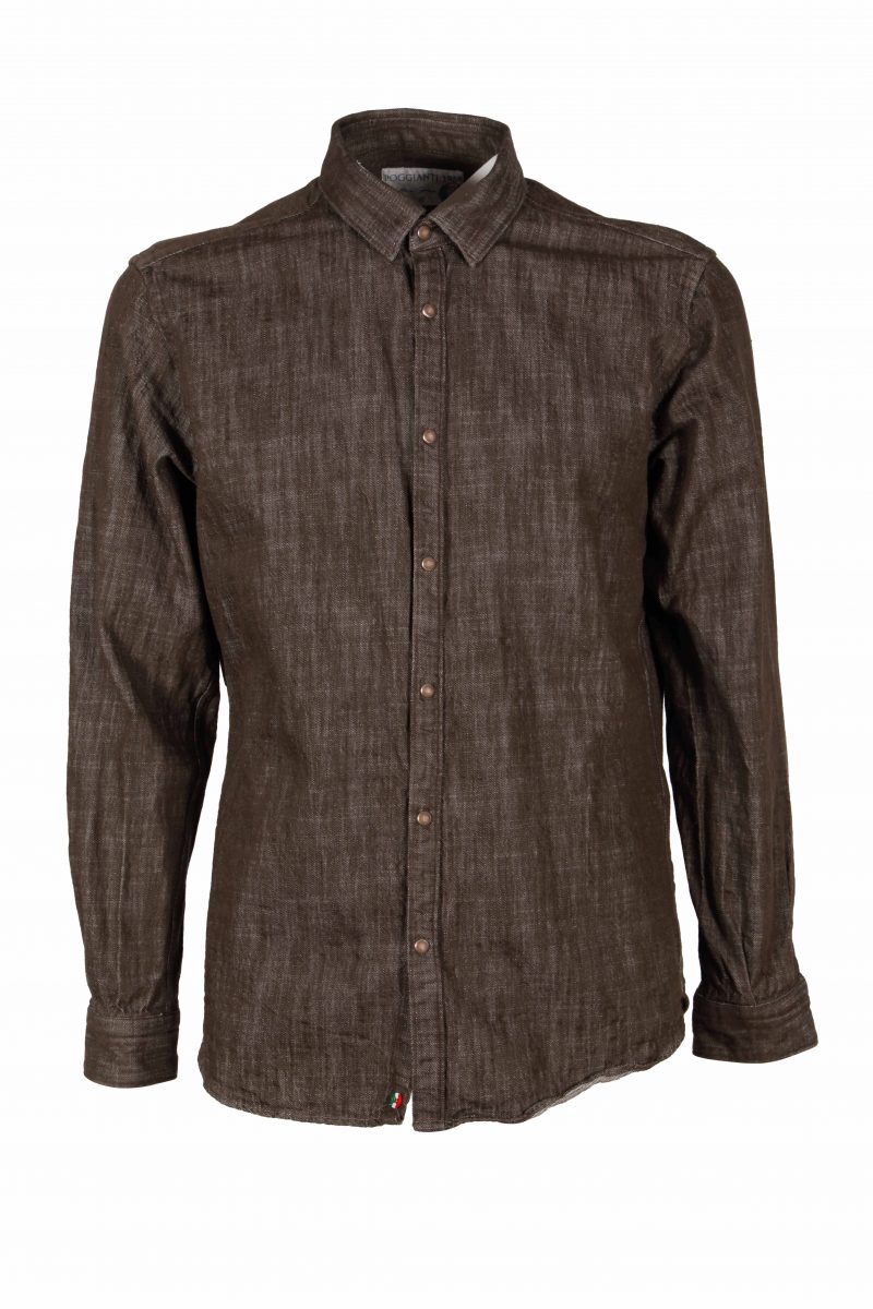 Camicia uomo in denim verde militare CHIUSI-66F-233-02