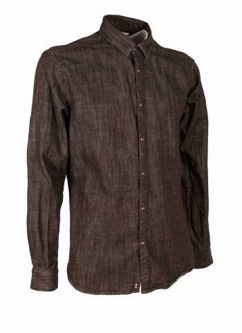 Men's military green denim shirt CHIUSI-66F-233-02