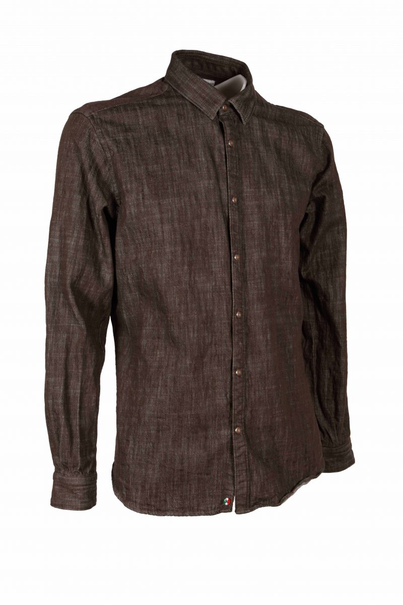 Camicia uomo in denim verde militare CHIUSI-66F-233-02