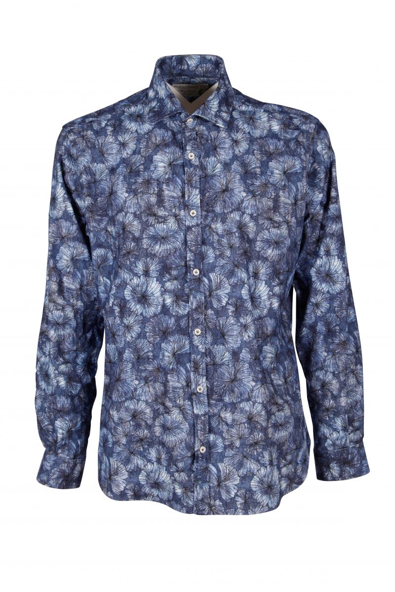 Floral patterned velvet shirt PISA-60-228-03