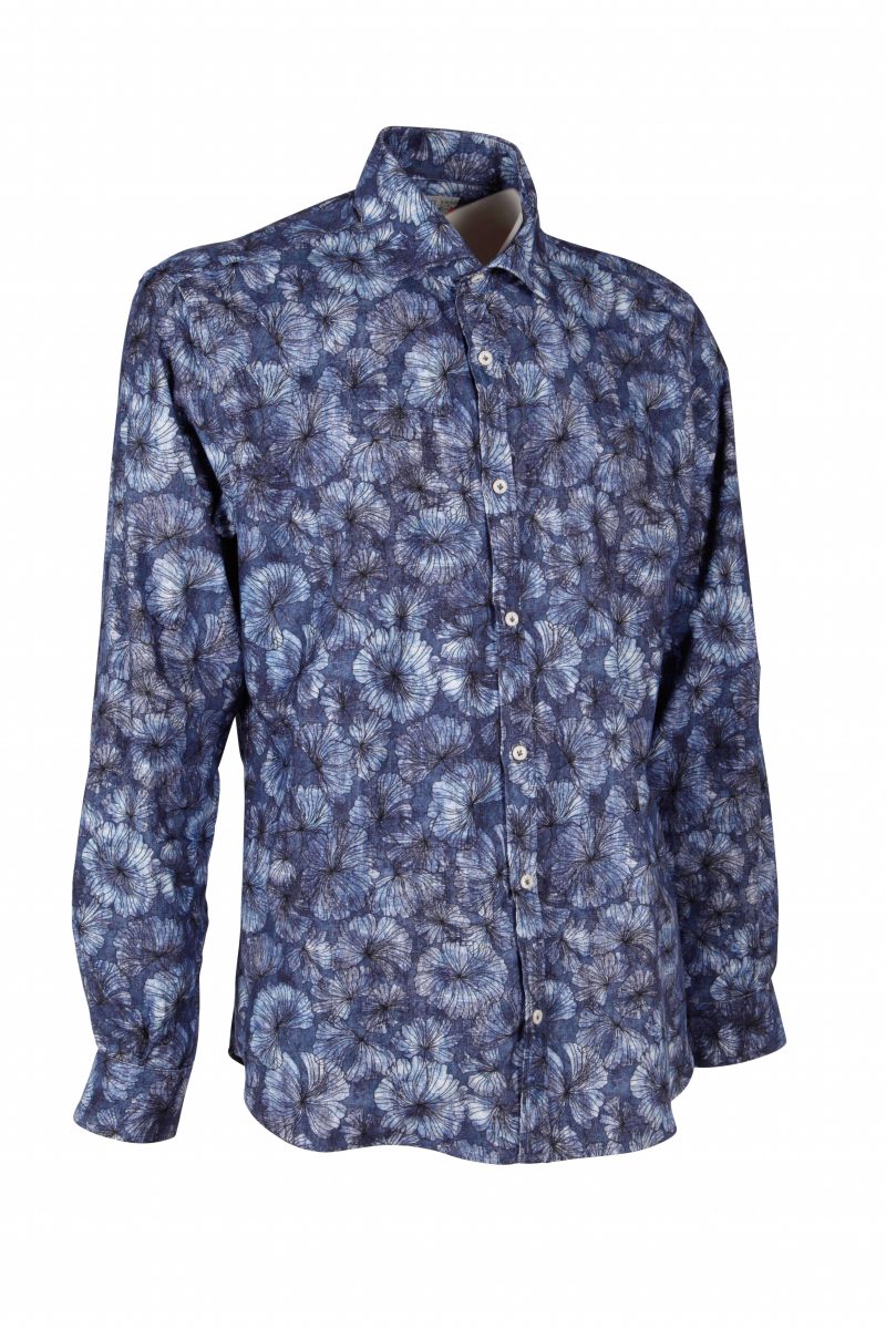 Floral patterned velvet shirt PISA-60-228-03