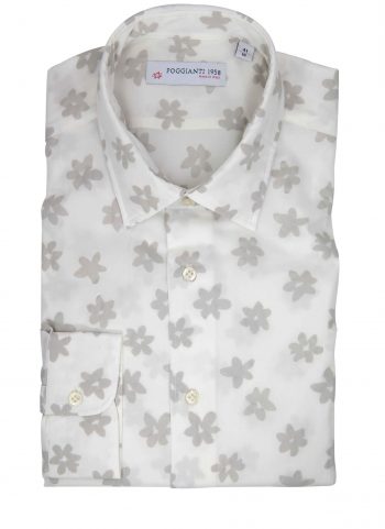 Floral Shirt. Soft Collar. White