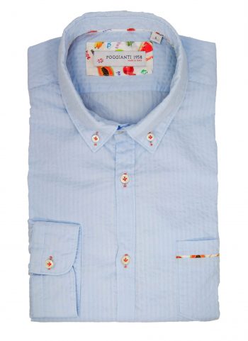 Light blu shirt . Soft Collar.