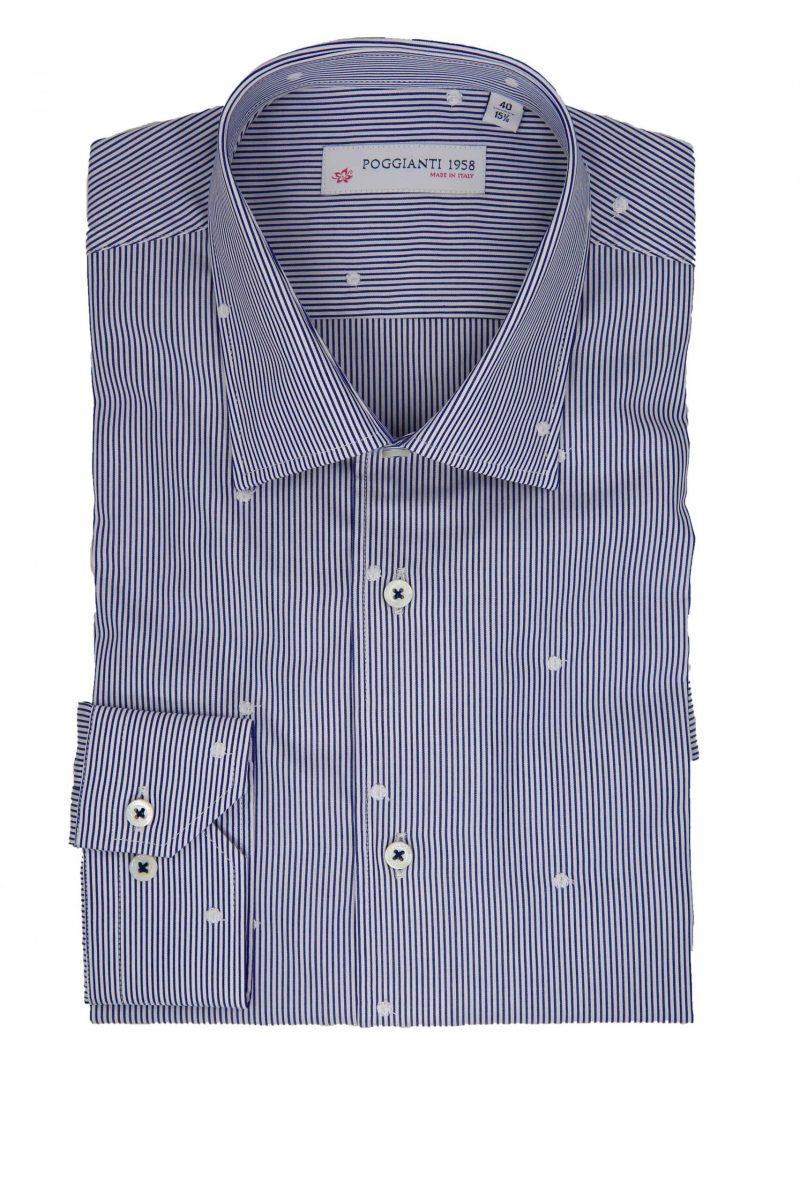 Camicia righe bianco/blu Collo Classico